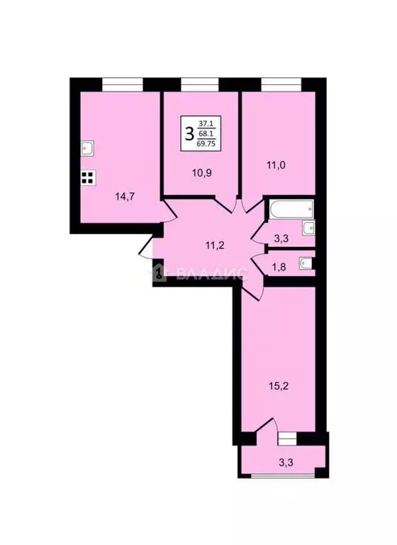 3-комнатная квартира: Суздаль, Советская улица, 61 (69.75 м) - Фото 1
