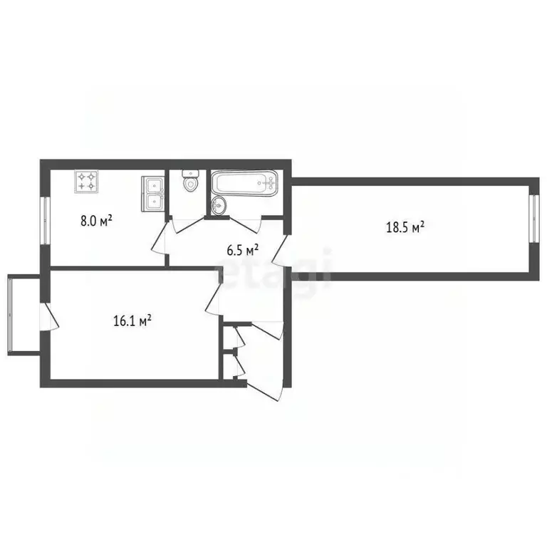 2-к кв. Санкт-Петербург наб. Черной речки, 10 (56.0 м) - Фото 2