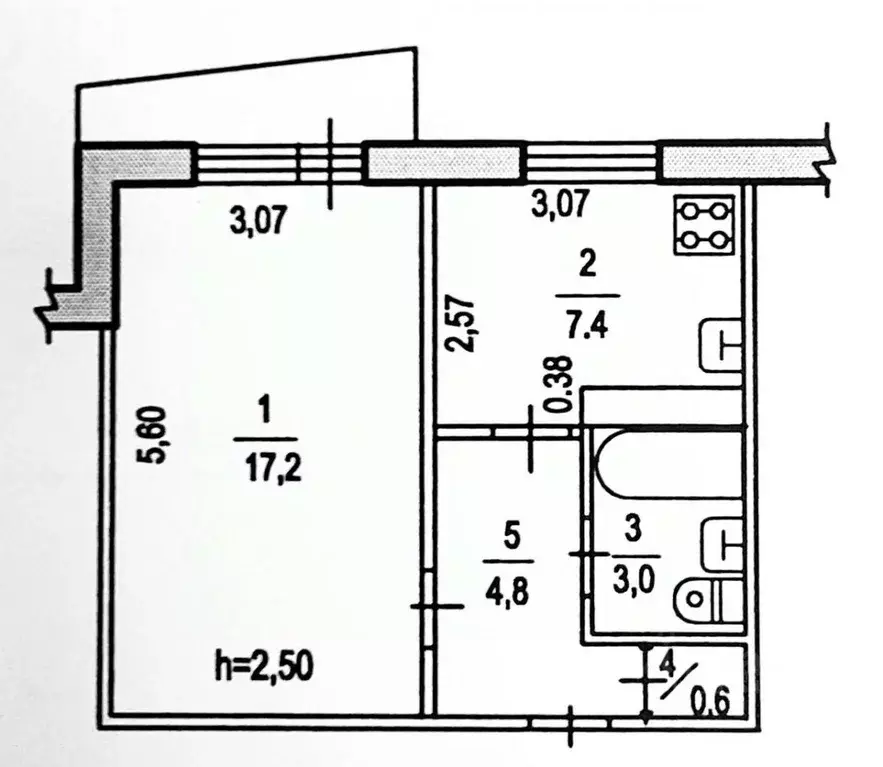 1-к кв. Хабаровский край, Хабаровск ул. Яшина, 38 (33.0 м) - Фото 2