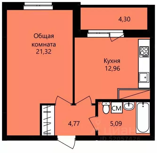 1-к кв. мордовия, саранск юбилейный жилрайон, 4-й мкр, (46.29 м) - Фото 0