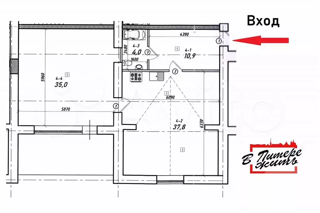 1-к. квартира, 87,7 м, 5/5 эт. - Фото 0