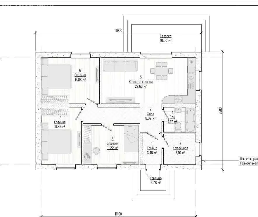 Дом в Гришкино Большое, Олимпийская улица (97 м) - Фото 1