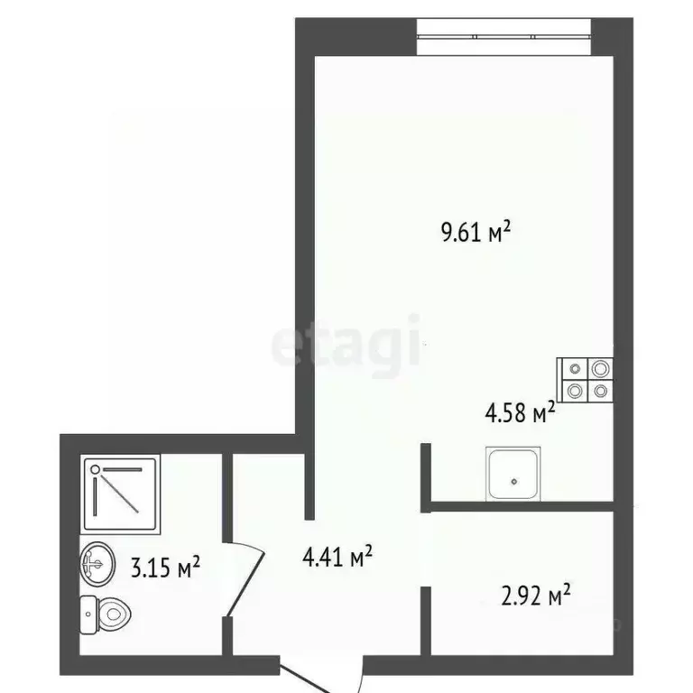 Студия Тюменская область, Тюмень ул. Андрея Кореневского, 3к2 (24.67 ... - Фото 2