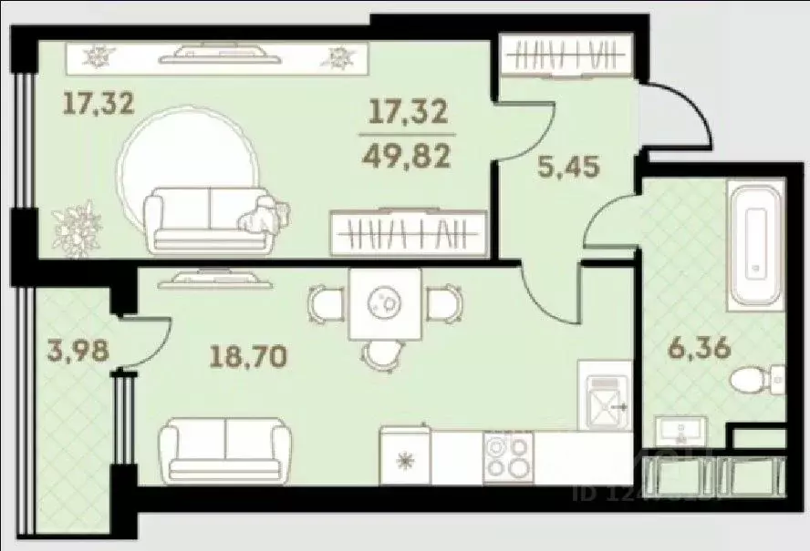 1-к кв. Санкт-Петербург ш. Суздальское, 20к4 (49.82 м) - Фото 1