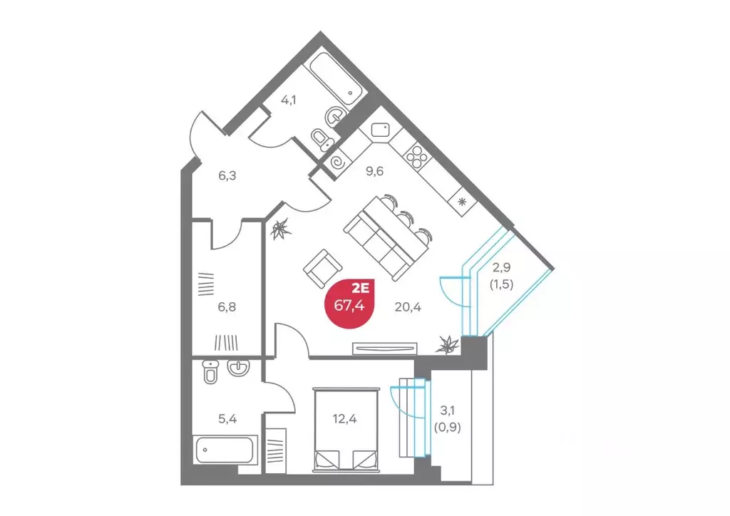 2-к кв. Пермский край, Пермь Советская ул., 16 (67.4 м) - Фото 1