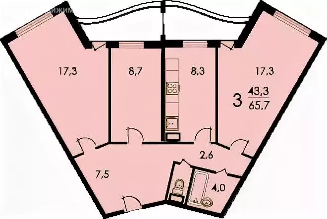 3-комнатная квартира: Сочи, Ломоносовская улица, 2Б (65 м) - Фото 0