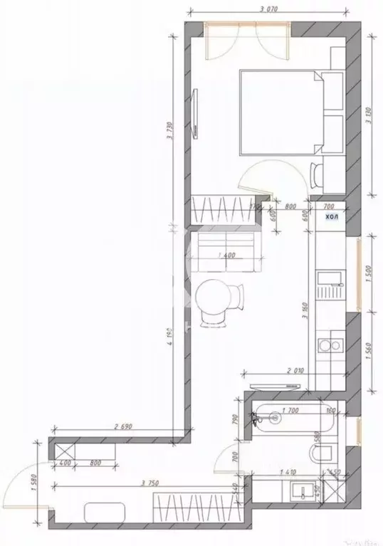 2-к кв. Новосибирская область, Новосибирск ул. Есенина, 12/1 (32.0 м) - Фото 1