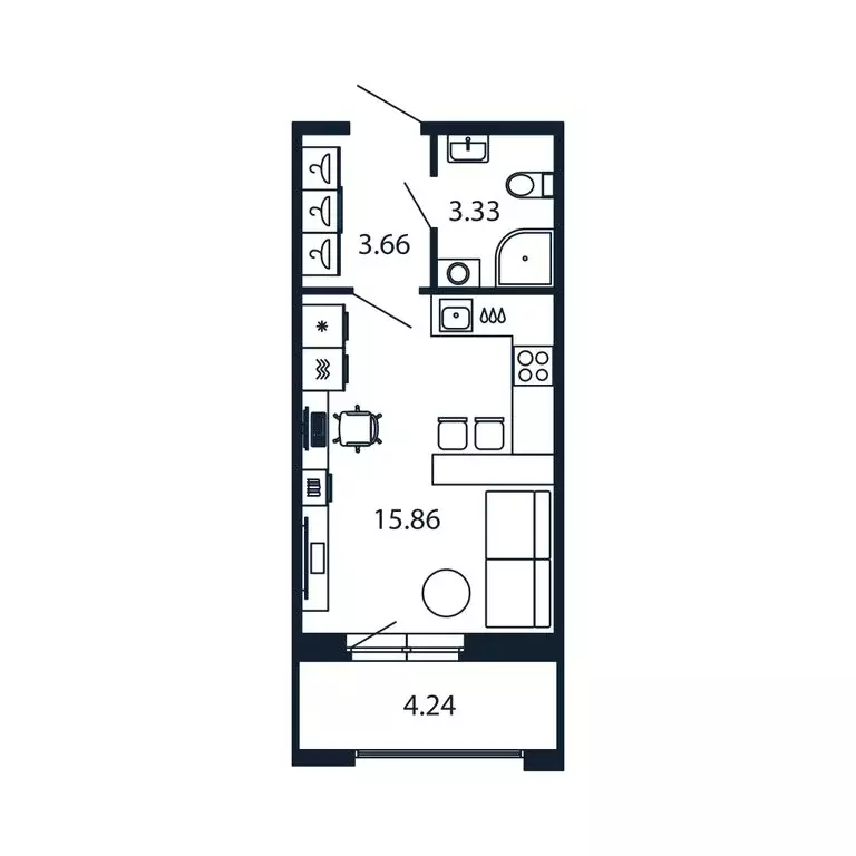 Квартира-студия: Новоселье, Центральная улица, 30к1 (22.5 м) - Фото 1