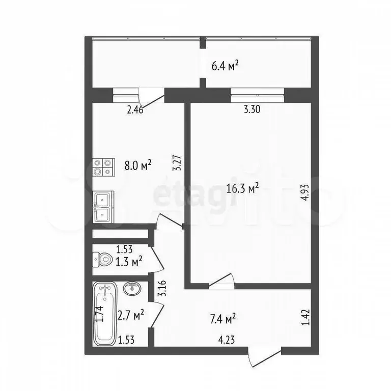 1-к. квартира, 35,5 м, 9/10 эт. - Фото 0