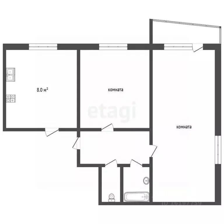 2-к кв. Саха (Якутия), Якутск Северная ул., 6 (33.9 м) - Фото 1