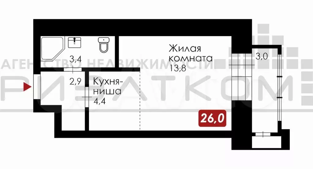 Квартира-студия, 24,5 м, 10/11 эт. - Фото 0