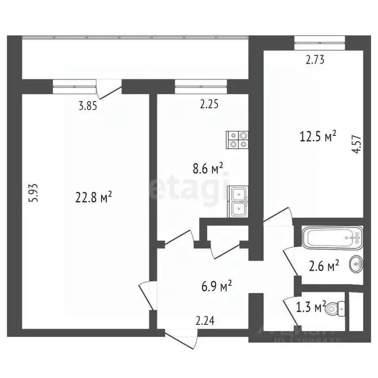 2-к кв. Московская область, Мытищи Индустриальная ул., 15к1 (55.2 м) - Фото 1