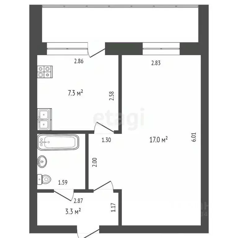 1-к кв. Тюменская область, Тюмень Волгоградская ул., 67 (33.0 м) - Фото 1