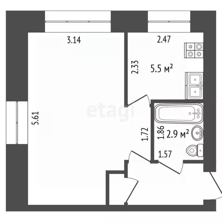 1-к кв. Владимирская область, Муром Московская ул., 122 (31.1 м) - Фото 1