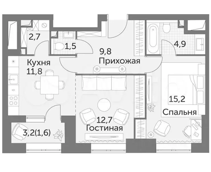3-к. квартира, 62 м, 6/48 эт. - Фото 0