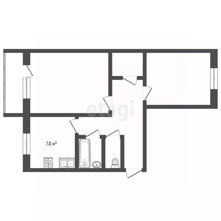 2-к кв. Ярославская область, Тутаев Комсомольская ул., 48 (49.6 м) - Фото 1