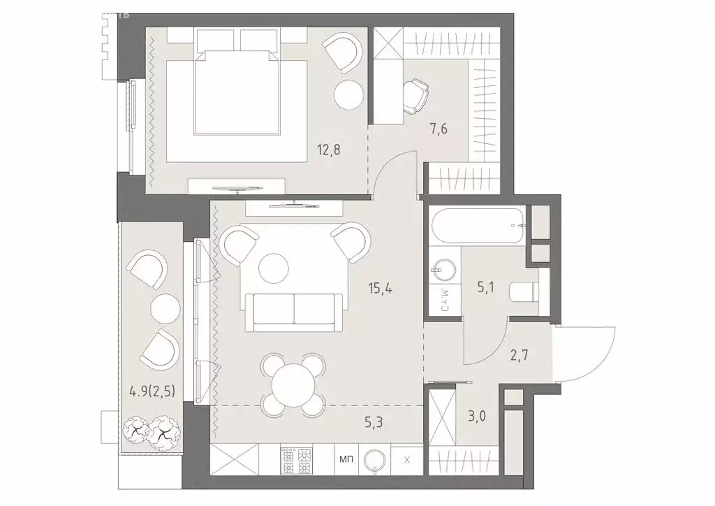 2-комнатная квартира: Москва, ЖК Родина Парк, к1 (54.4 м) - Фото 1