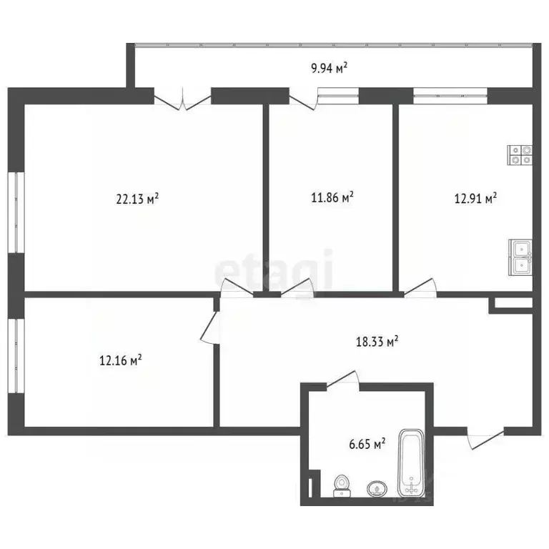 3-к кв. Самарская область, Самара Пролетарская ул., 150 (91.5 м) - Фото 1