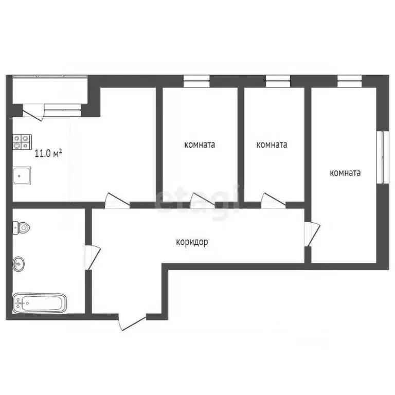 3-к кв. Тюменская область, Тобольск ул. Радищева, 21 (75.4 м) - Фото 2