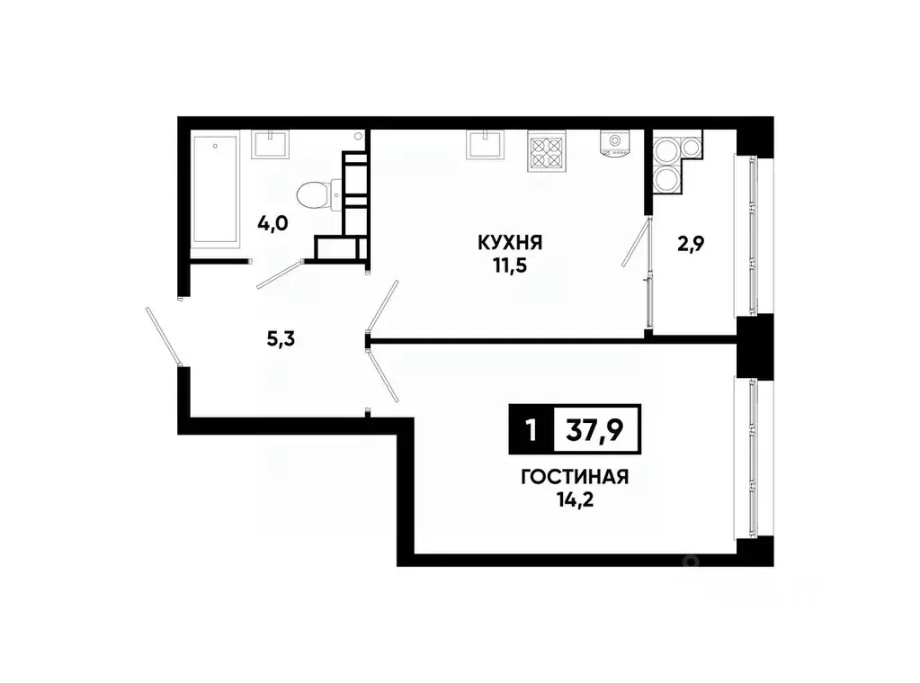 1-к кв. Ставропольский край, Ставрополь ул. Андрея Голуба, 12к8 (37.9 ... - Фото 0