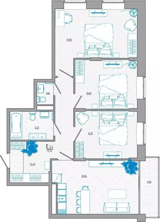 4-к кв. Курская область, Курск ул. Росинка, 7 (96.59 м) - Фото 1