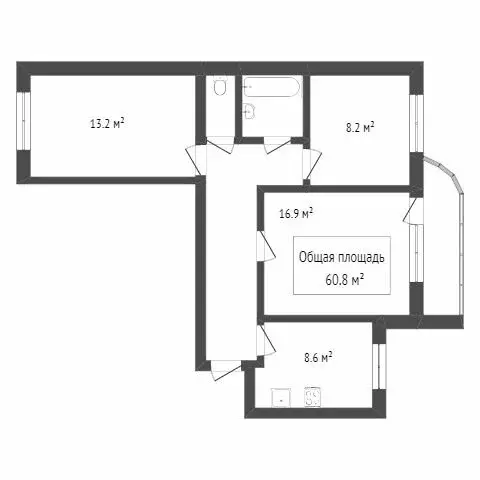 3-комнатная квартира: Новосибирск, Большевистская улица, 175/6 (59.6 ... - Фото 0
