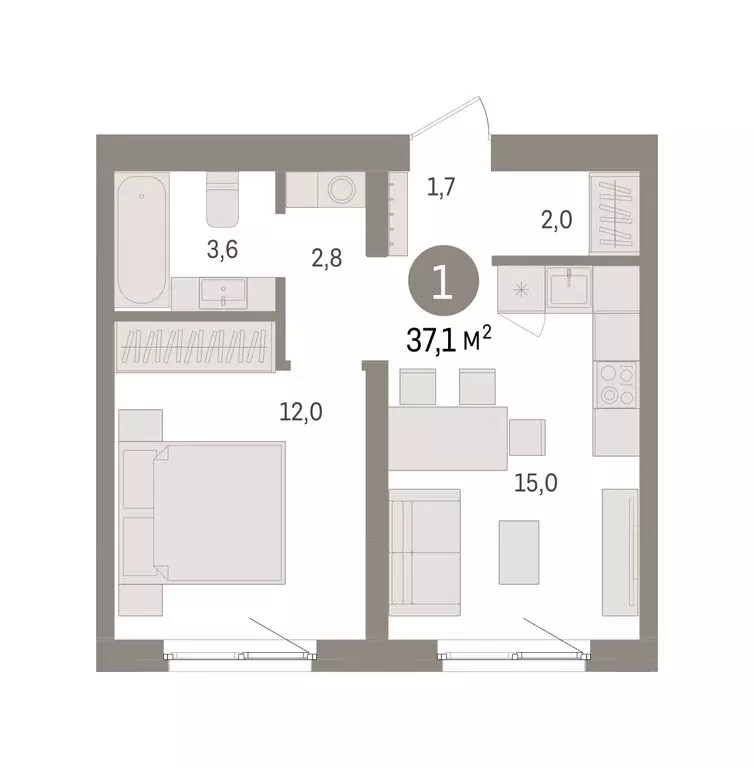 1-комнатная квартира: Екатеринбург, жилой район Юго-Западный, жилой ... - Фото 2