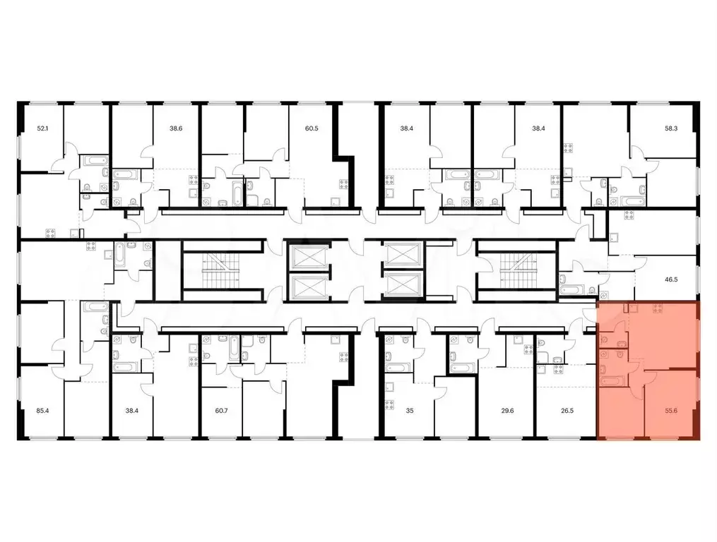 2-к. квартира, 55,6 м, 32/32 эт. - Фото 1