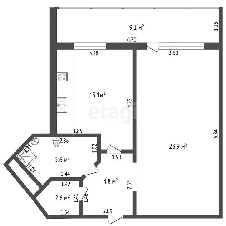1-комнатная квартира: Самара, улица Пушкина, 229 (54.6 м) - Фото 1