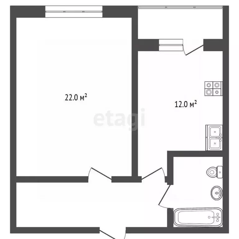 1-к кв. Самарская область, Самара Физкультурная ул., 103А (44.0 м) - Фото 2