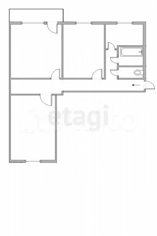 3-к. квартира, 58,2 м, 3/5 эт. - Фото 0