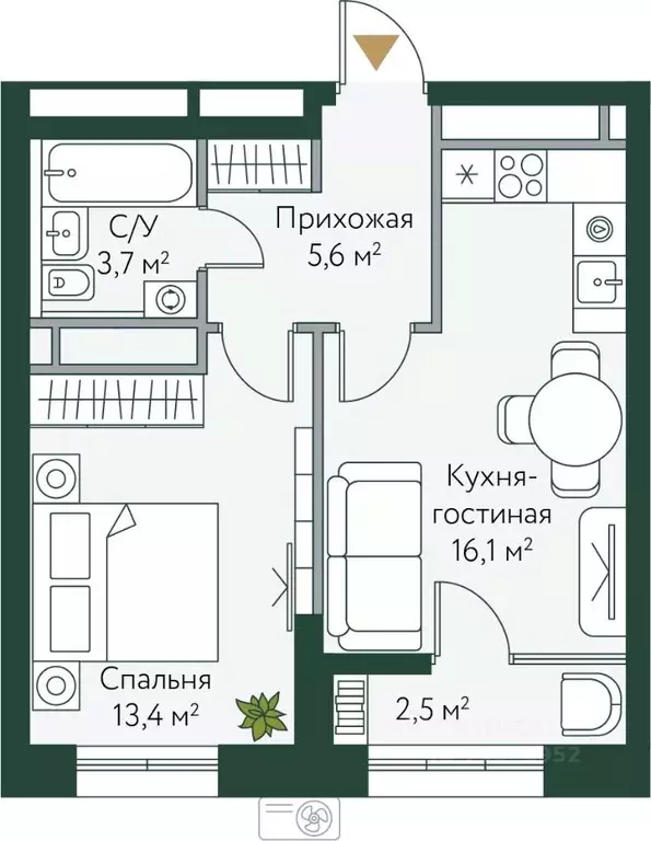 1-к кв. Волгоградская область, Волгоград Новосибирская ул., 74 (41.25 ... - Фото 0