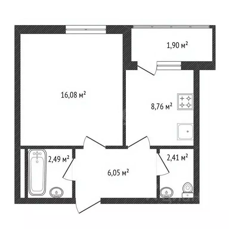 2-к кв. Башкортостан, Уфа ул. Рашита Нигмати, 12 (37.4 м) - Фото 1