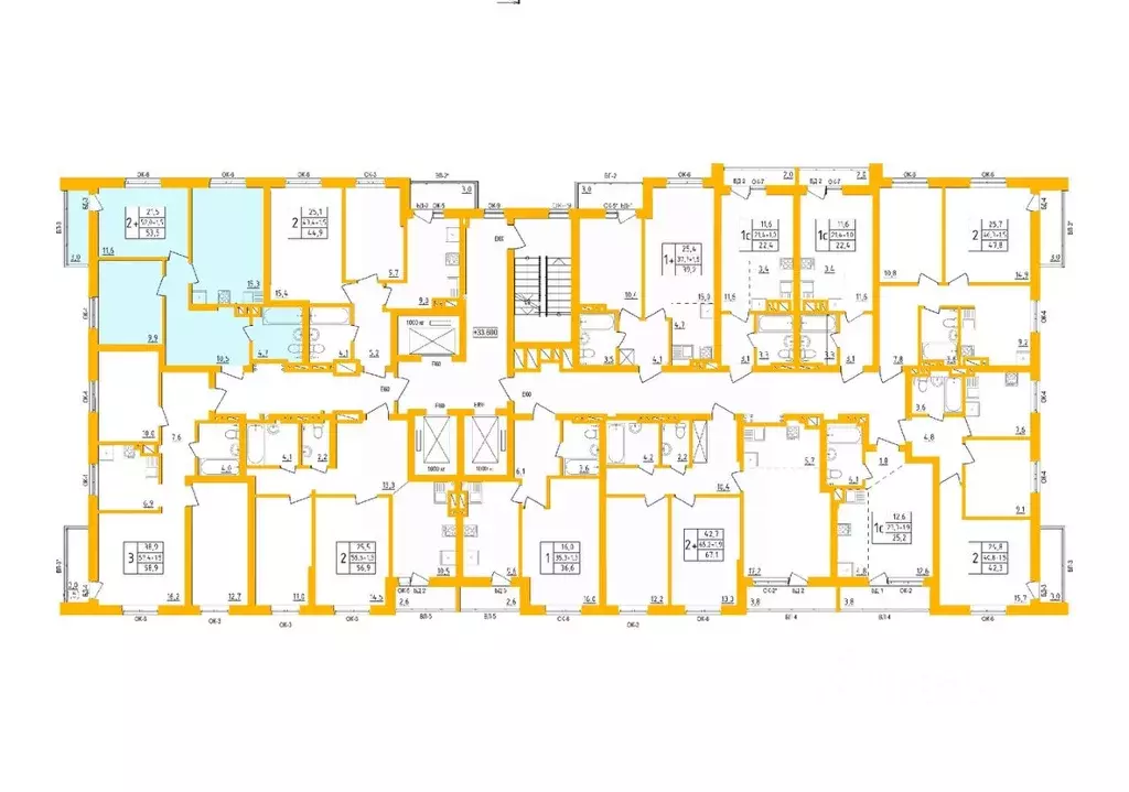 2-к кв. Башкортостан, Уфа Инорс-4Б мкр, Акварель жилой комплекс (53.3 ... - Фото 2