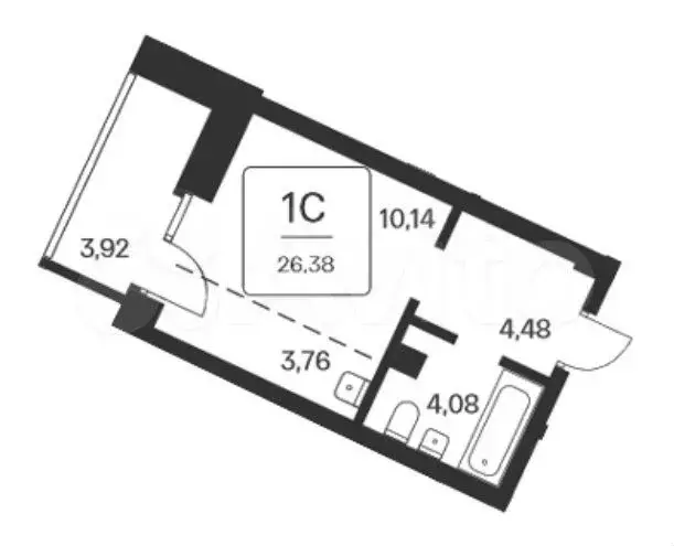 Квартира-студия, 26,4 м, 2/25 эт. - Фото 0