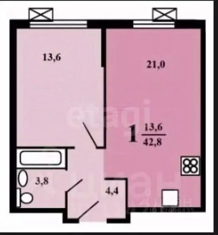 1-к кв. Московская область, Химки просп. Мельникова, 5к1 (45.0 м) - Фото 2