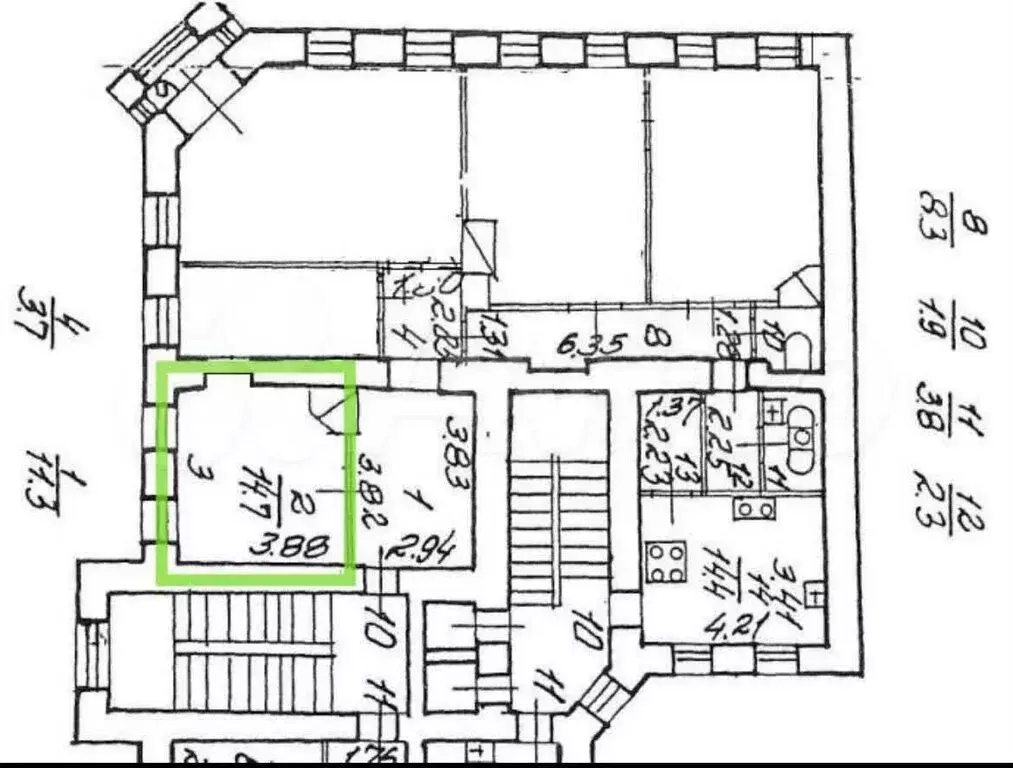 1к в -комнатной квартире (14.7 м) - Фото 2