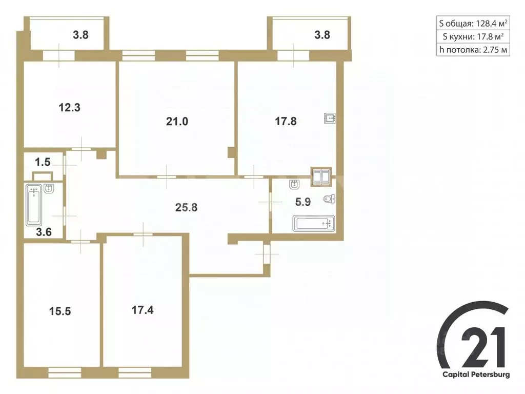 4-к кв. Санкт-Петербург, Санкт-Петербург, Сестрорецк ул. Воскова, 10 ... - Фото 2