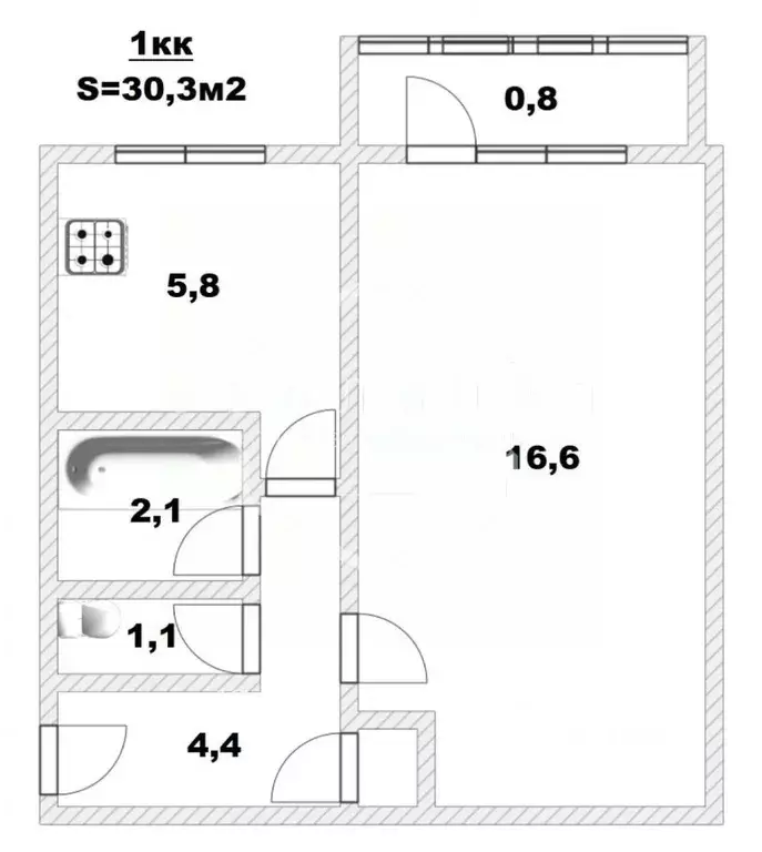 1-к кв. Калининградская область, Калининград Дрожжевая ул., 12 (30.3 ... - Фото 1