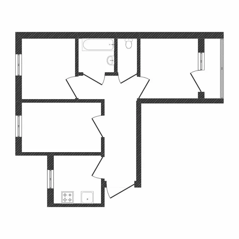 3-комнатная квартира: Тюмень, Харьковская улица, 48 (61.2 м) - Фото 0