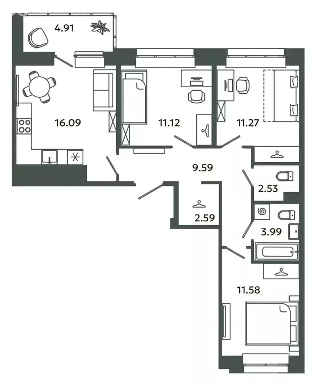 3-комнатная квартира: городской посёлок Новоселье, Аннинская улица, 4 ... - Фото 1
