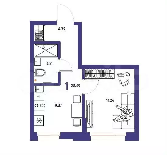 1-к. квартира, 28,5 м, 13/15 эт. - Фото 1