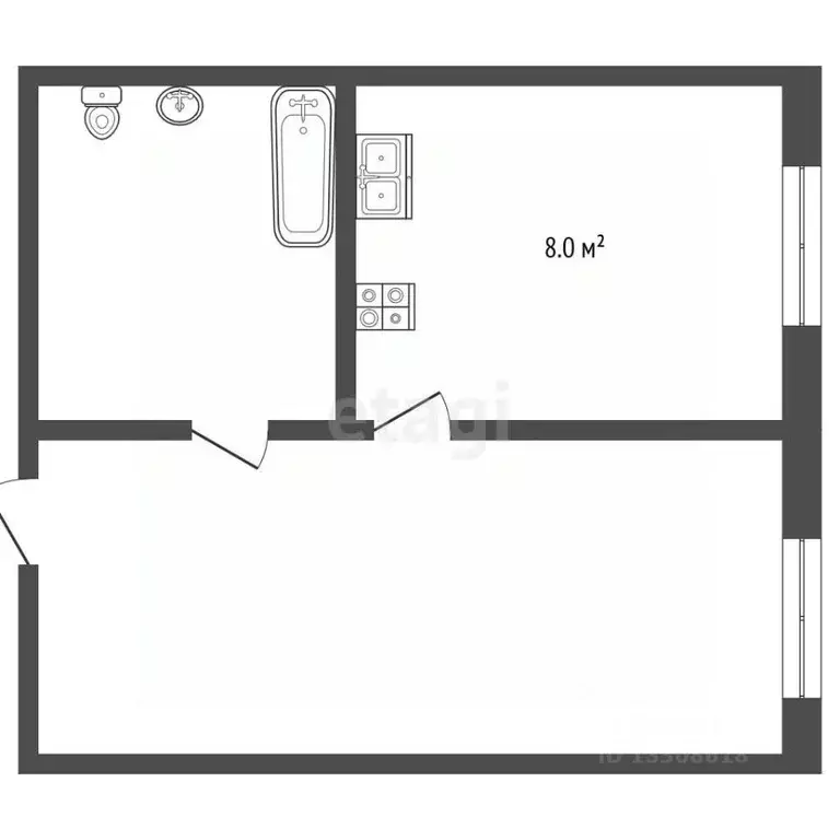 1-к кв. Омская область, Любинский рп ул. Щорса, 65 (34.0 м) - Фото 2