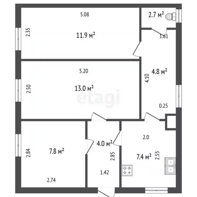 2-к кв. Санкт-Петербург Английский просп., 58 (51.6 м) - Фото 2
