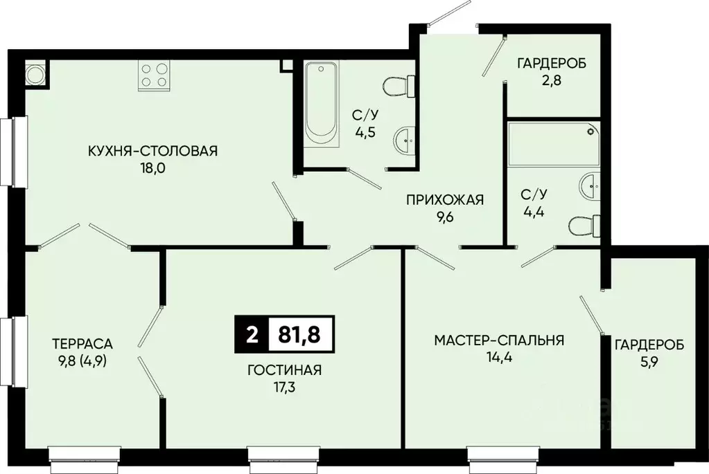 1-к кв. Ставропольский край, Кисловодск городской округ, пос. ... - Фото 1