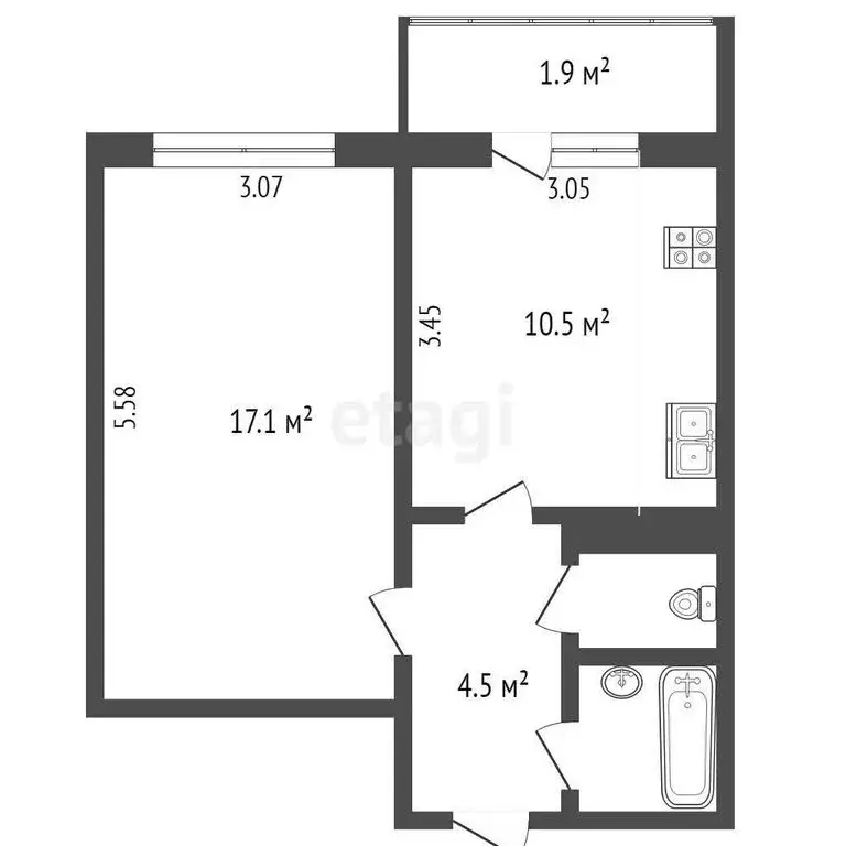 1-комнатная квартира: Псков, Рижский проспект, 77 (35.9 м) - Фото 1