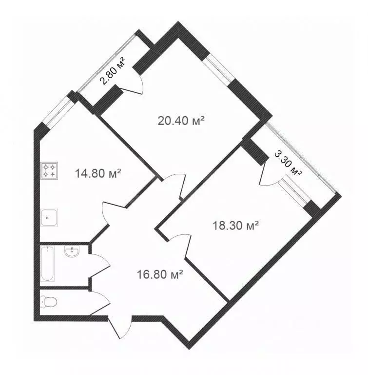 2-к кв. Тюменская область, Тюмень ул. Суходольская, 23 (80.0 м) - Фото 2