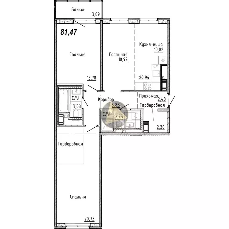 2-комнатная квартира: Санкт-Петербург, набережная реки Каменки, 11к1 ... - Фото 1