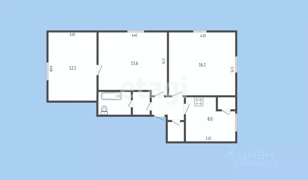 3-к кв. Карачаево-Черкесия, Черкесск Зеленая ул., 11 (62.3 м) - Фото 1