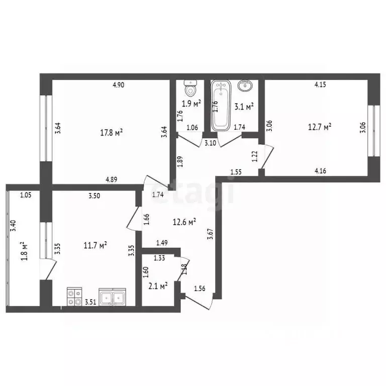 2-к кв. Костромская область, Кострома Давыдовская ул., 24 (61.9 м) - Фото 1